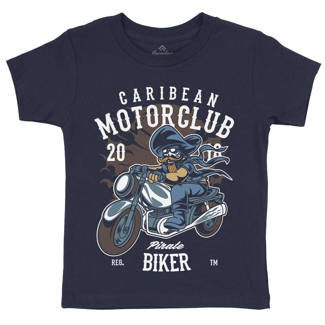 Pirate Biker Kids Organic Crew Neck T-Shirt Motorcycles C415