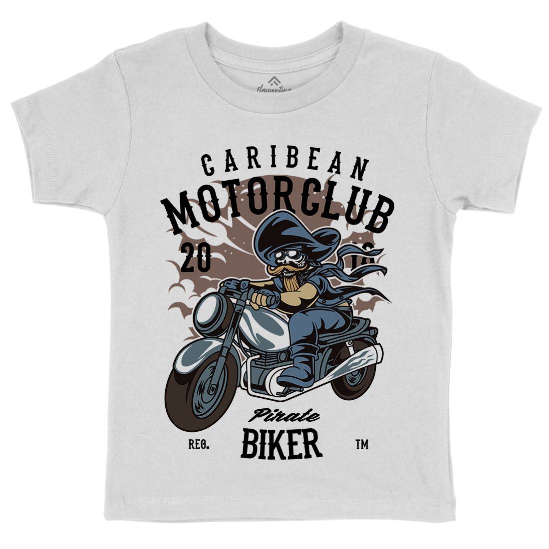 Pirate Biker Kids Crew Neck T-Shirt Motorcycles C415