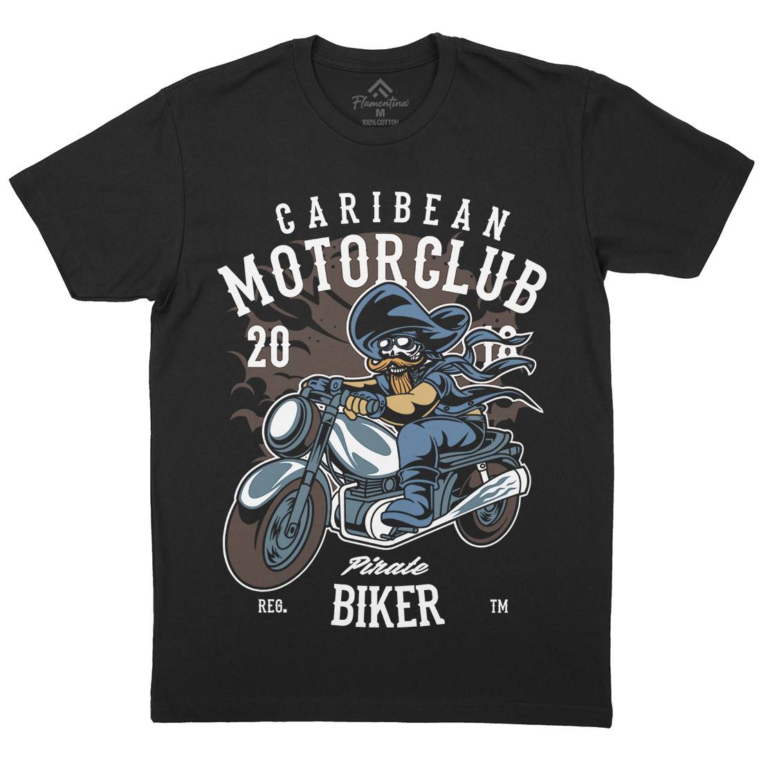 Pirate Biker Mens Crew Neck T-Shirt Motorcycles C415