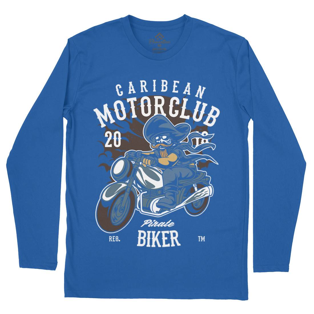 Pirate Biker Mens Long Sleeve T-Shirt Motorcycles C415