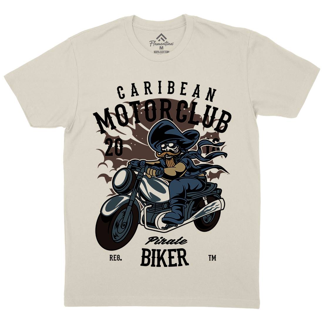 Pirate Biker Mens Organic Crew Neck T-Shirt Motorcycles C415