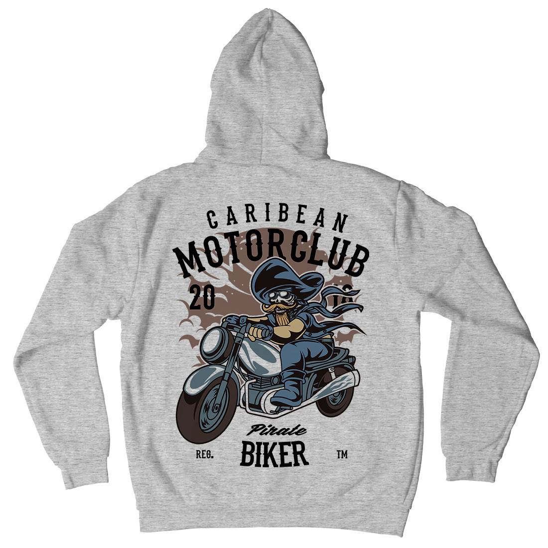 Pirate Biker Mens Hoodie With Pocket Motorcycles C415
