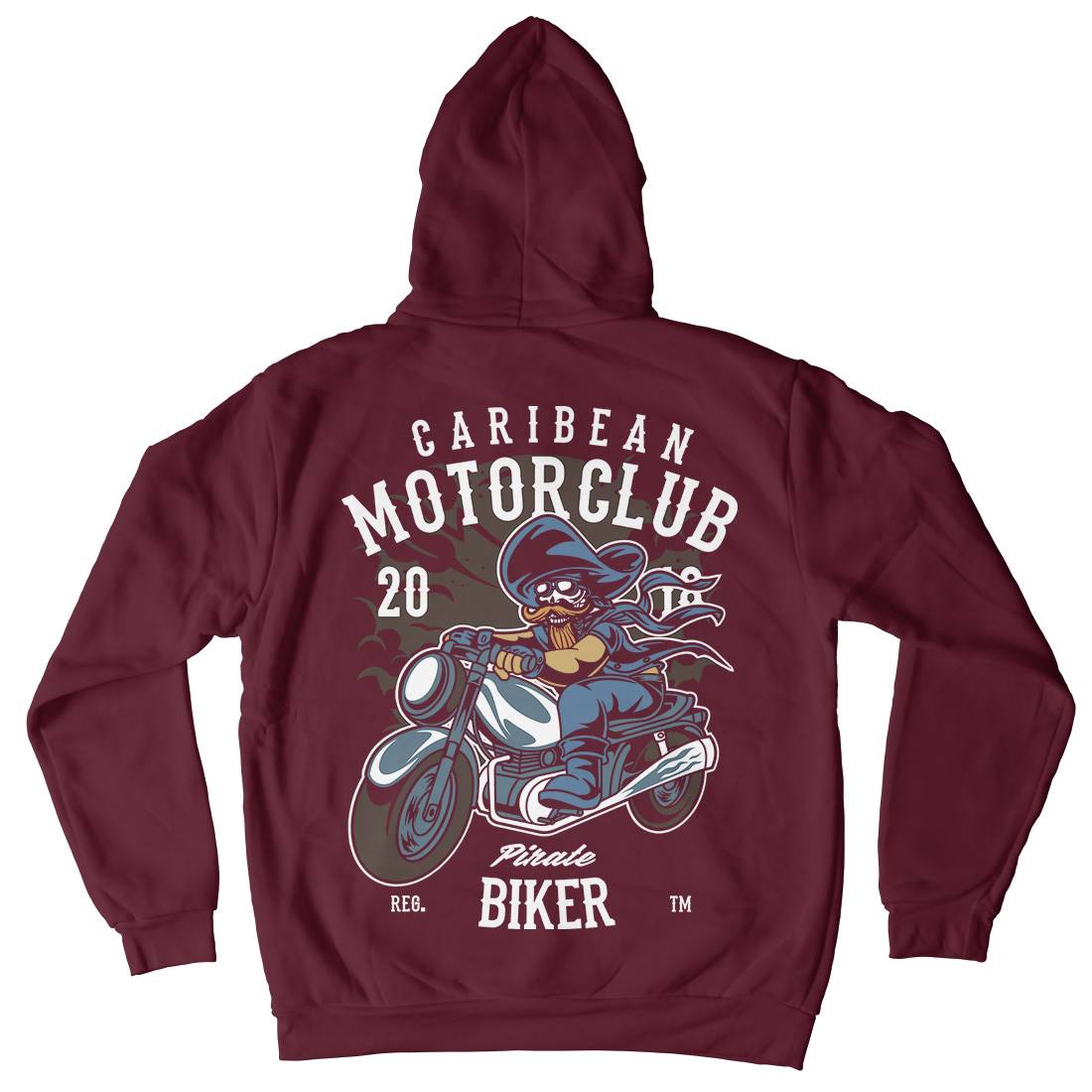 Pirate Biker Mens Hoodie With Pocket Motorcycles C415