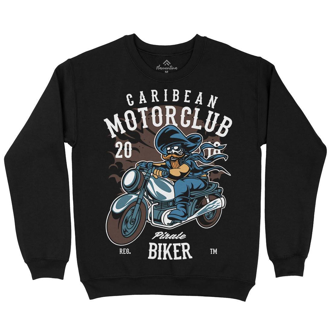 Pirate Biker Mens Crew Neck Sweatshirt Motorcycles C415