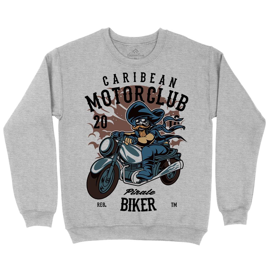 Pirate Biker Mens Crew Neck Sweatshirt Motorcycles C415