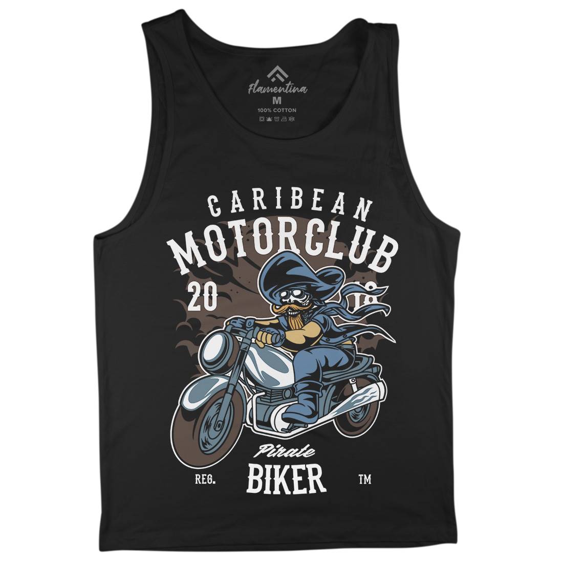 Pirate Biker Mens Tank Top Vest Motorcycles C415