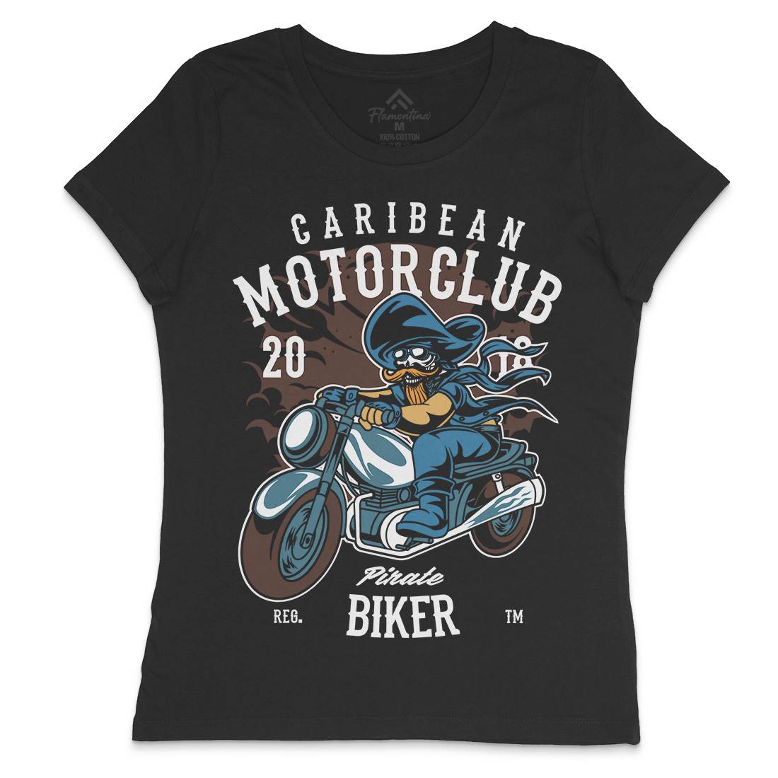 Pirate Biker Womens Crew Neck T-Shirt Motorcycles C415