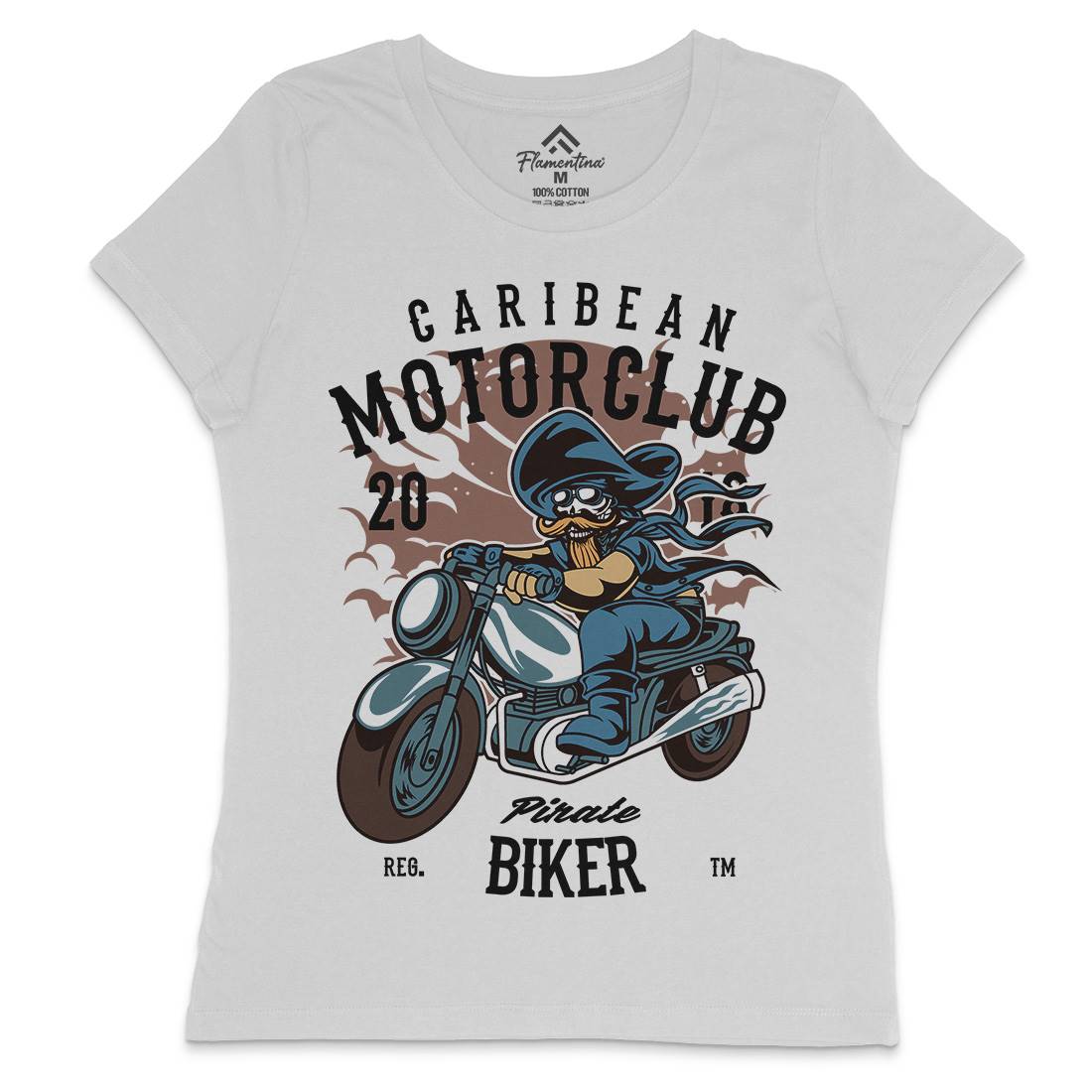 Pirate Biker Womens Crew Neck T-Shirt Motorcycles C415