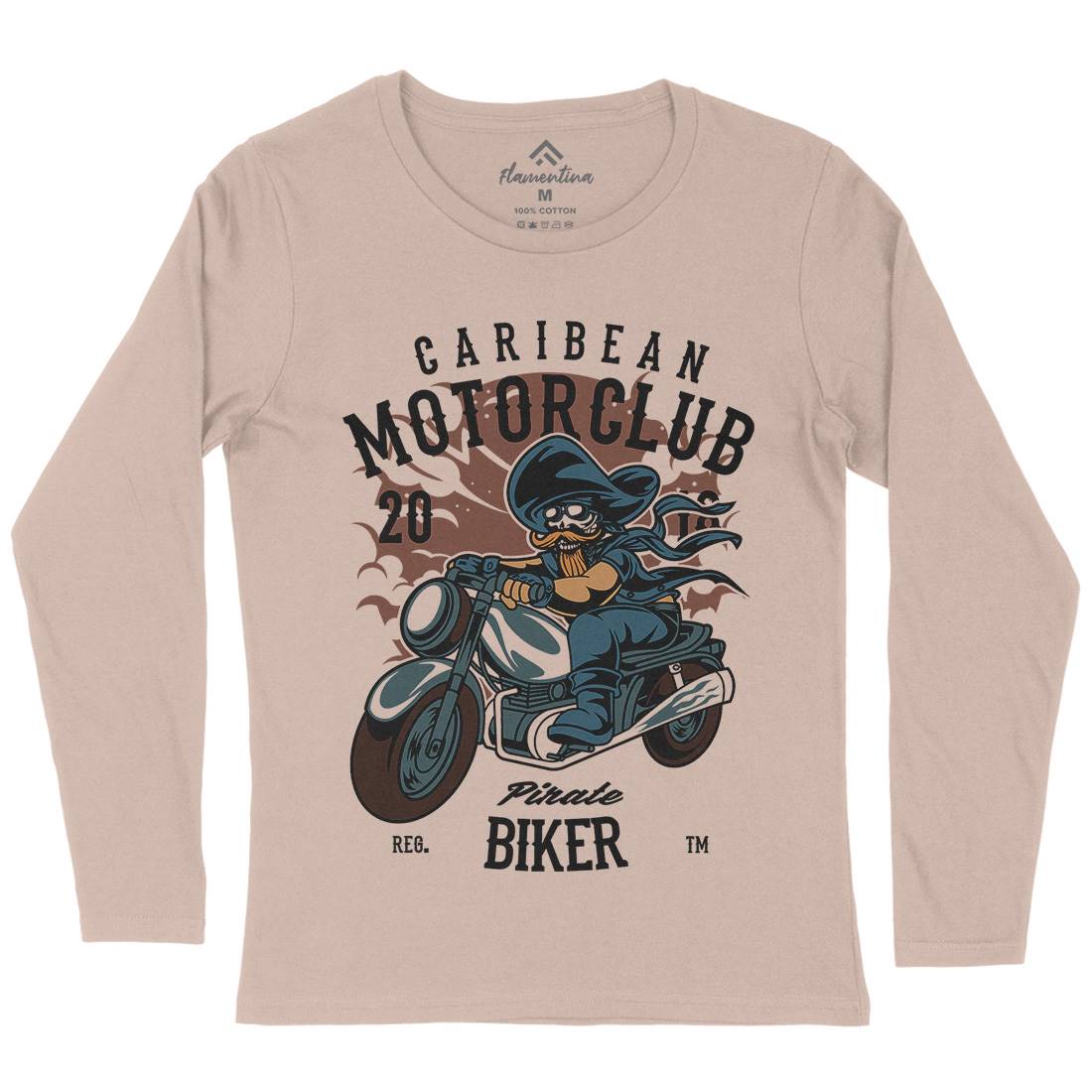 Pirate Biker Womens Long Sleeve T-Shirt Motorcycles C415