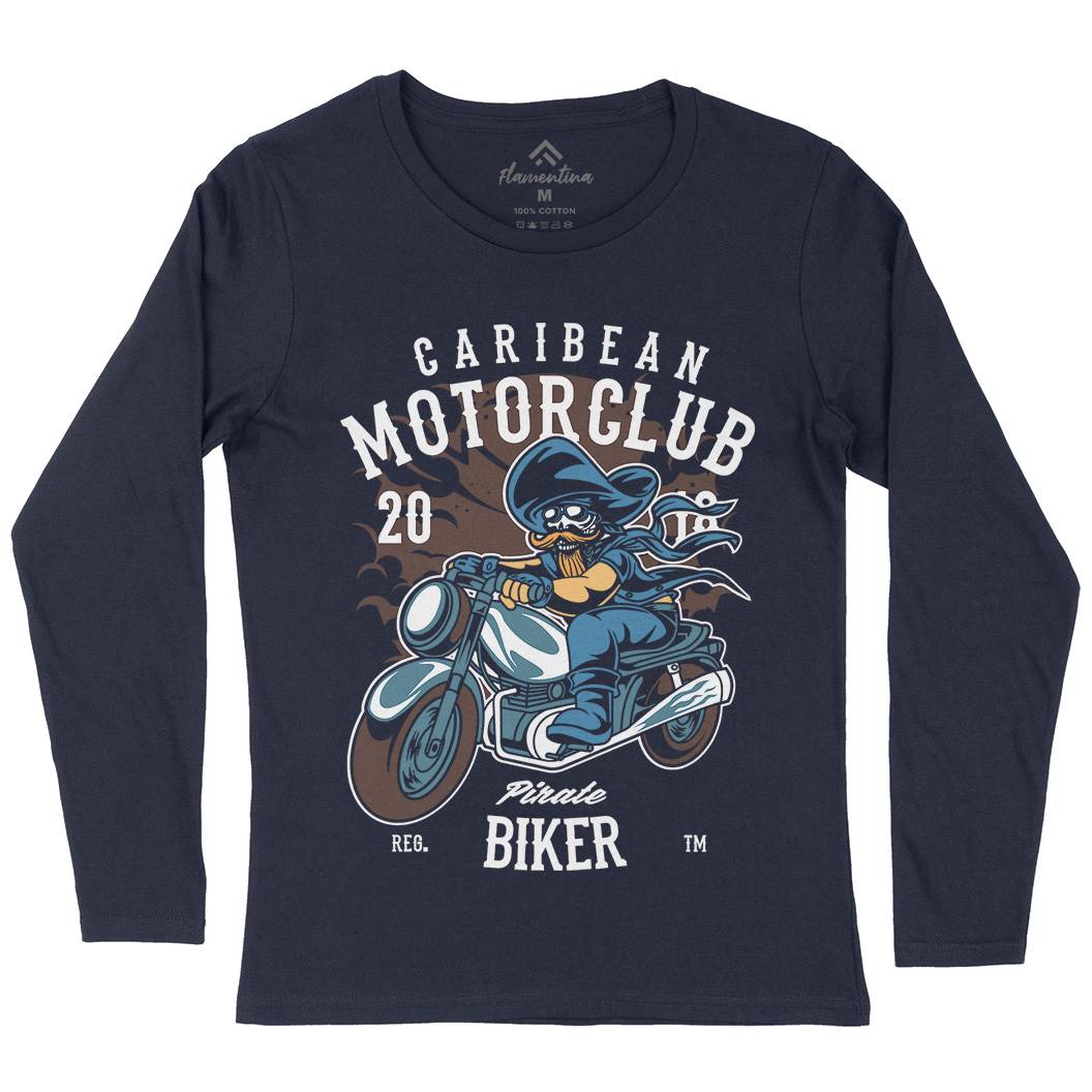 Pirate Biker Womens Long Sleeve T-Shirt Motorcycles C415