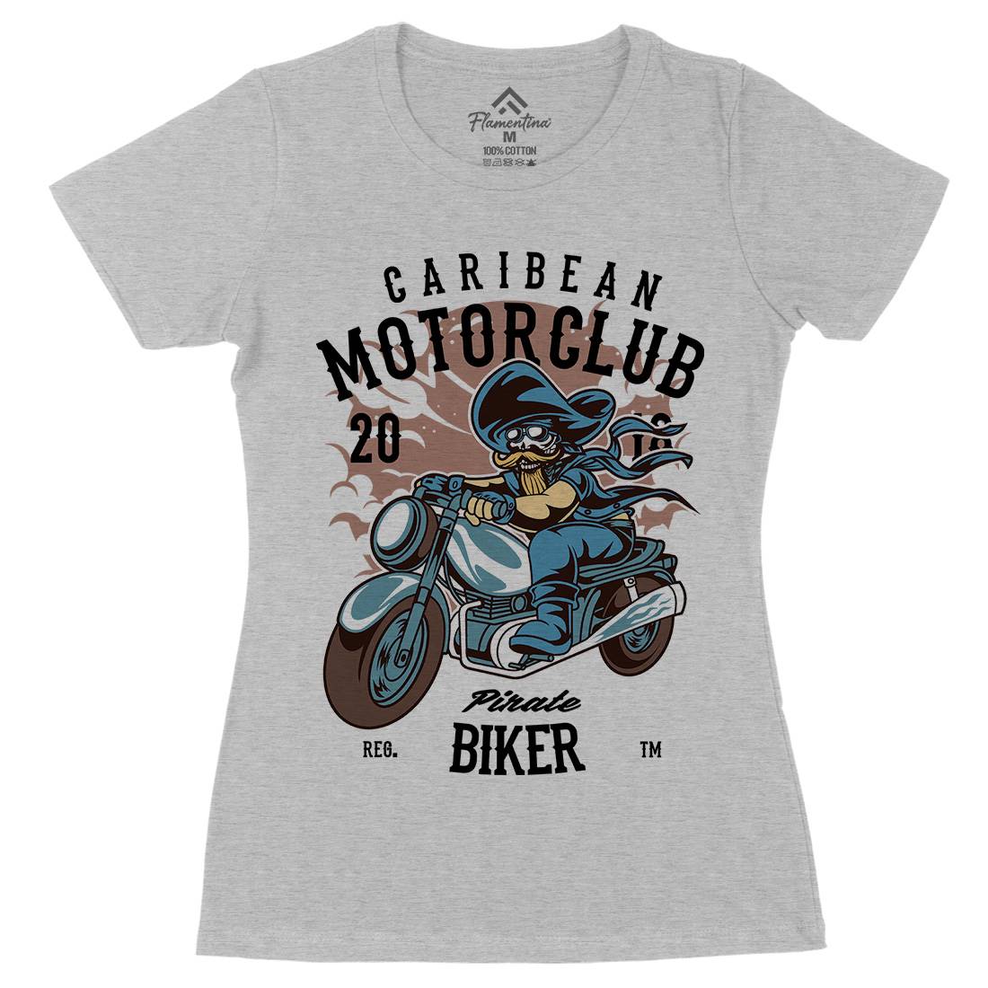 Pirate Biker Womens Organic Crew Neck T-Shirt Motorcycles C415