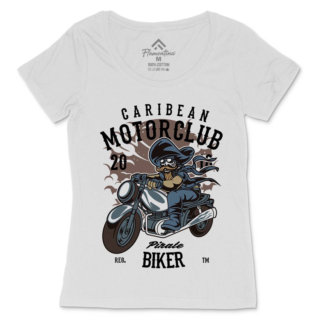 Pirate Biker Womens Scoop Neck T-Shirt Motorcycles C415