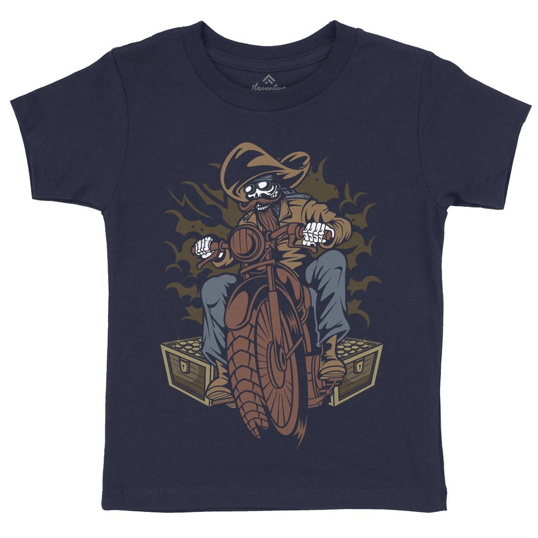 Pirate Biker Club Kids Crew Neck T-Shirt Motorcycles C416