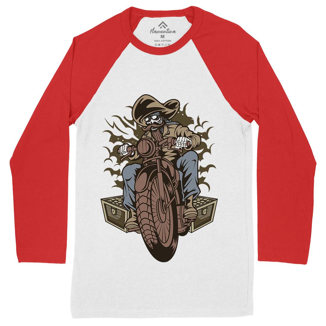 Pirate Biker Club Mens Long Sleeve Baseball T-Shirt Motorcycles C416