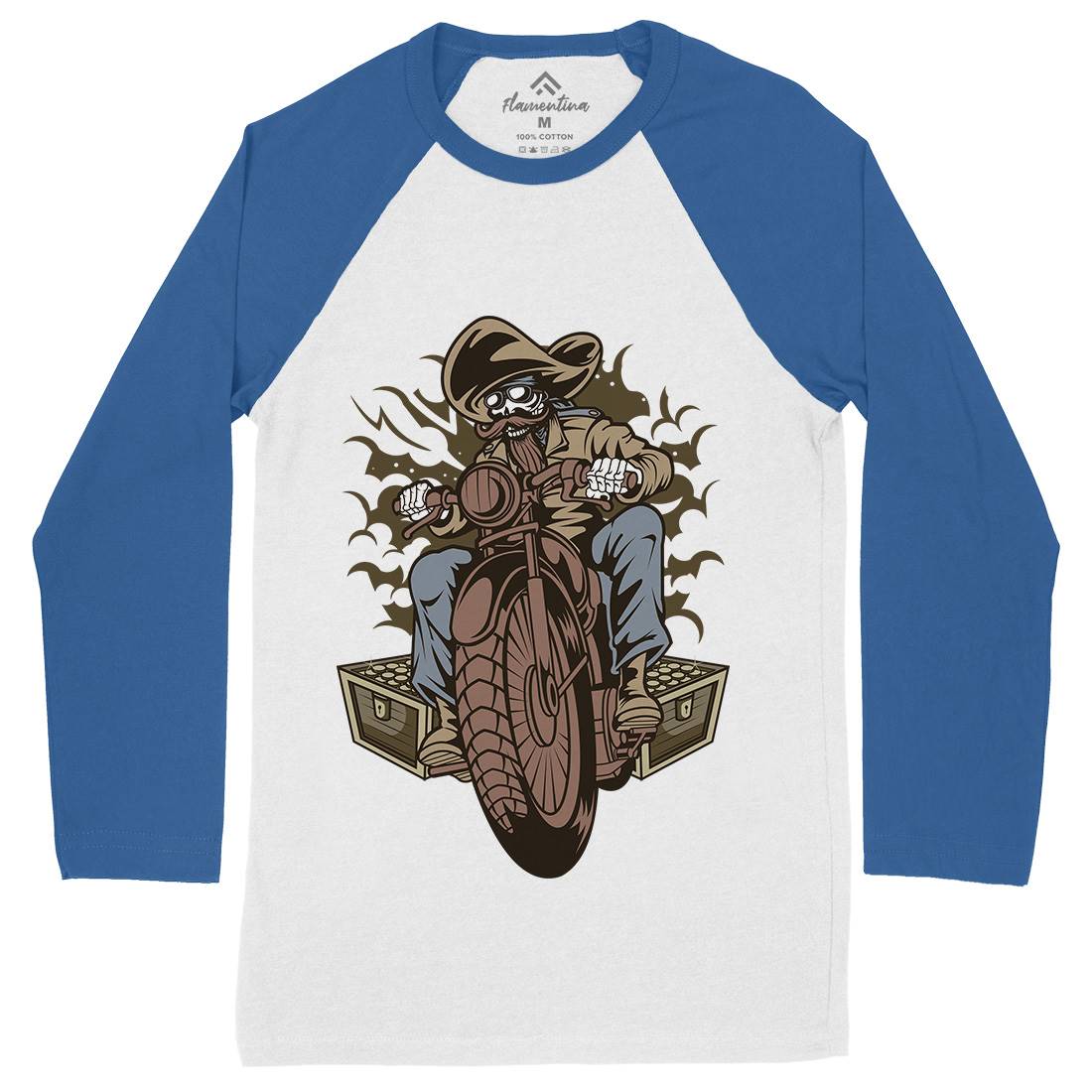 Pirate Biker Club Mens Long Sleeve Baseball T-Shirt Motorcycles C416