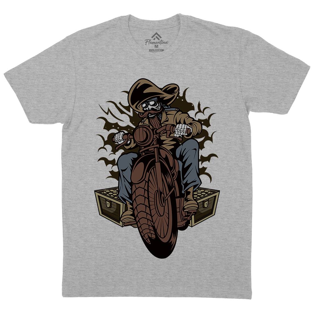 Pirate Biker Club Mens Crew Neck T-Shirt Motorcycles C416