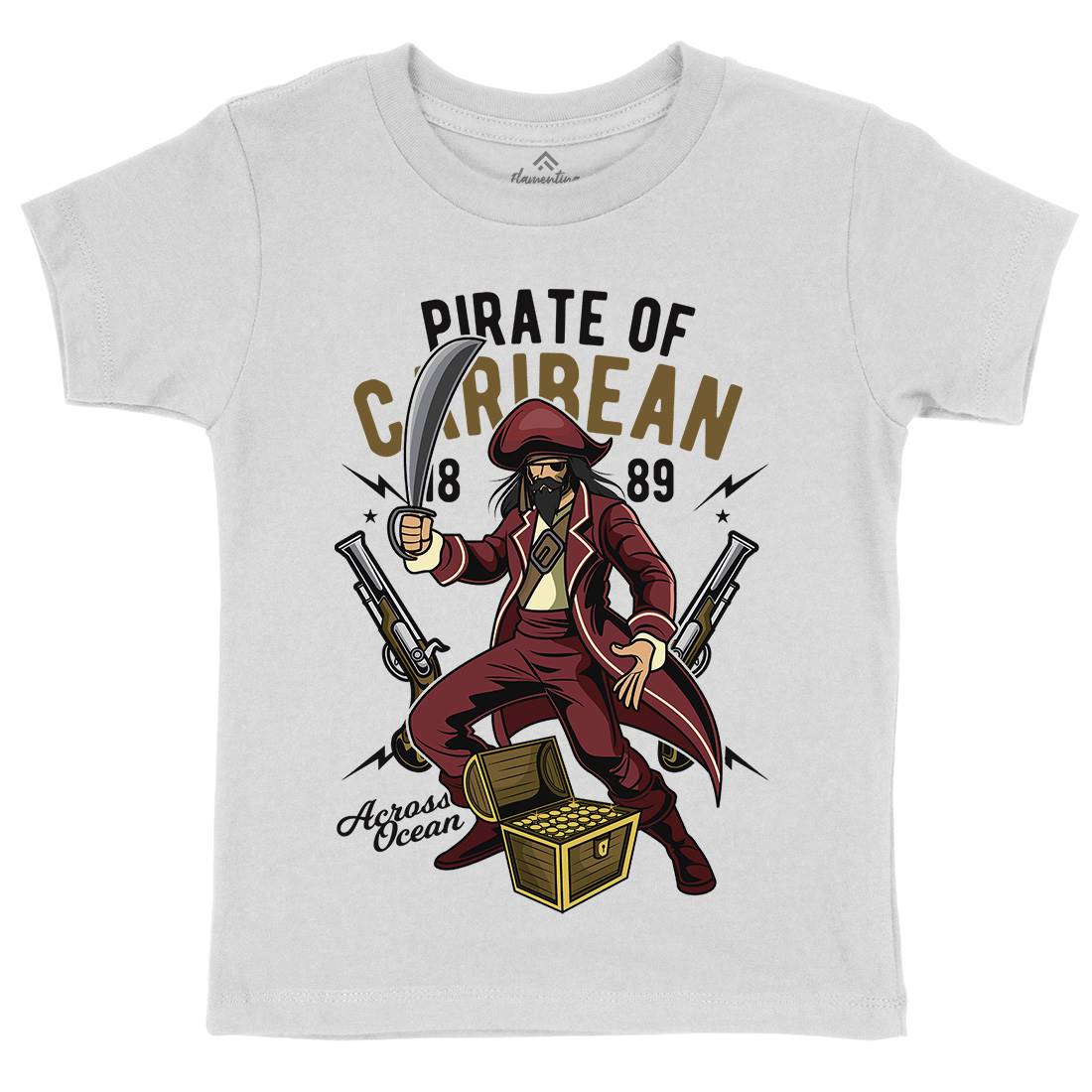 Pirate Caribbean Kids Organic Crew Neck T-Shirt Navy C417