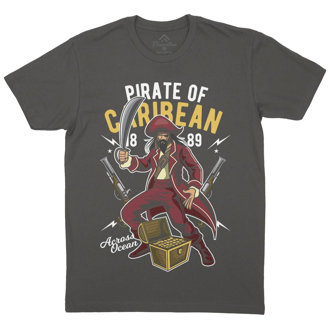 Pirate Caribbean Mens Crew Neck T-Shirt Navy C417