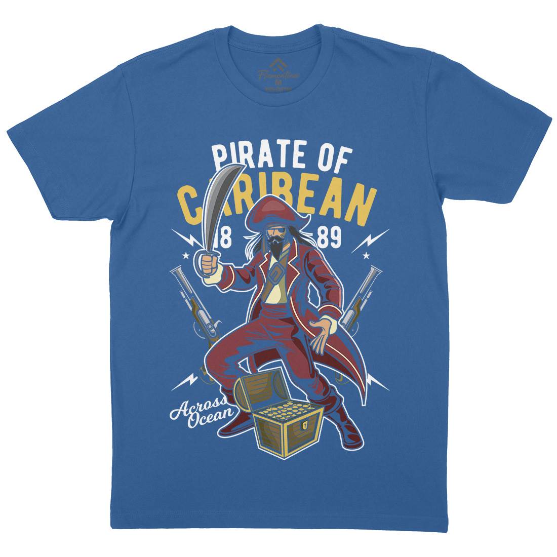 Pirate Caribbean Mens Crew Neck T-Shirt Navy C417