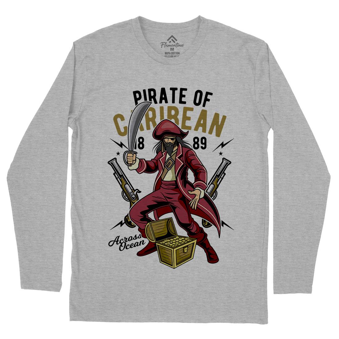 Pirate Caribbean Mens Long Sleeve T-Shirt Navy C417