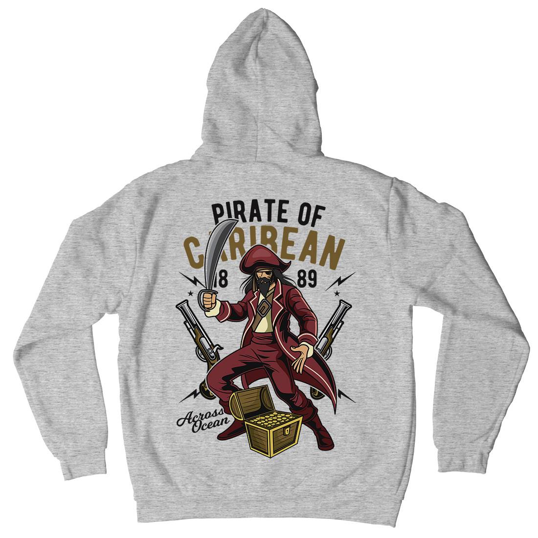 Pirate Caribbean Mens Hoodie With Pocket Navy C417