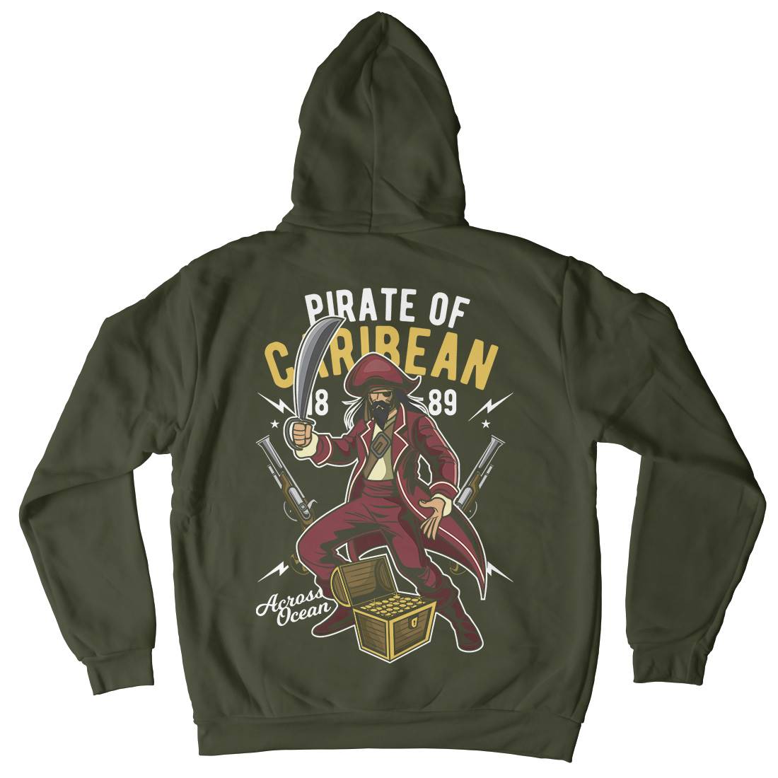 Pirate Caribbean Kids Crew Neck Hoodie Navy C417