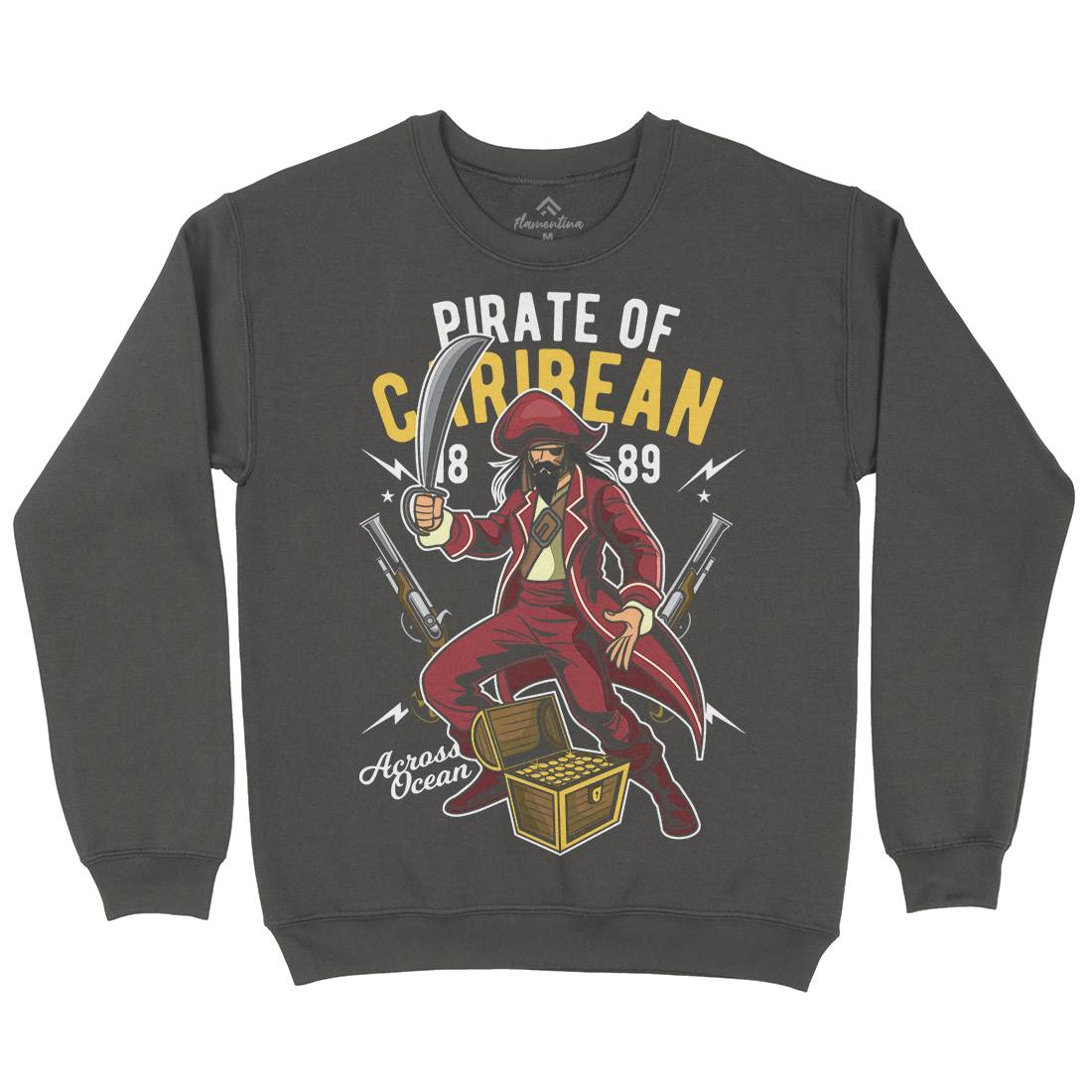 Pirate Caribbean Kids Crew Neck Sweatshirt Navy C417