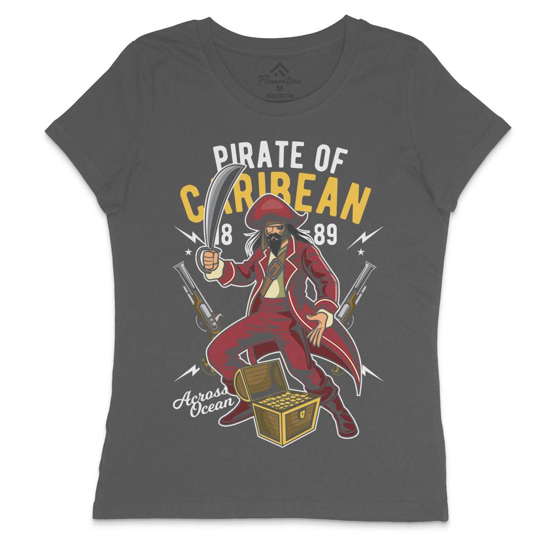 Pirate Caribbean Womens Crew Neck T-Shirt Navy C417