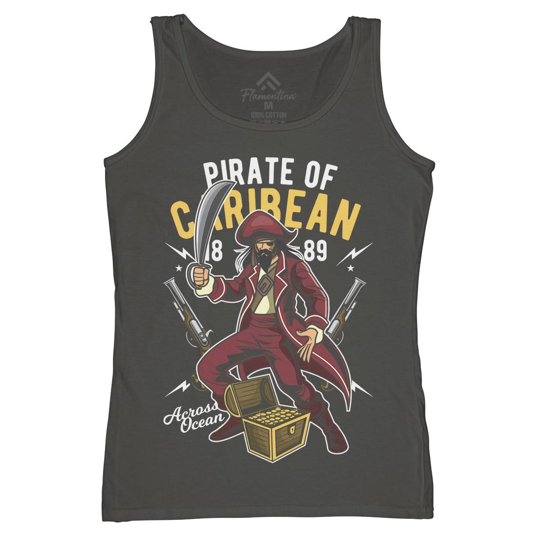 Pirate Caribbean Womens Organic Tank Top Vest Navy C417