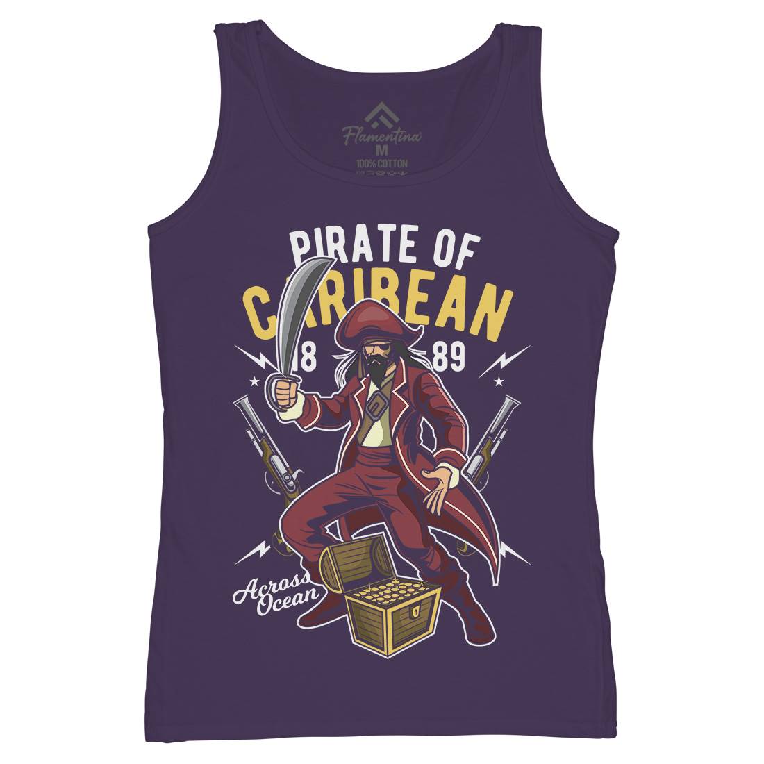 Pirate Caribbean Womens Organic Tank Top Vest Navy C417