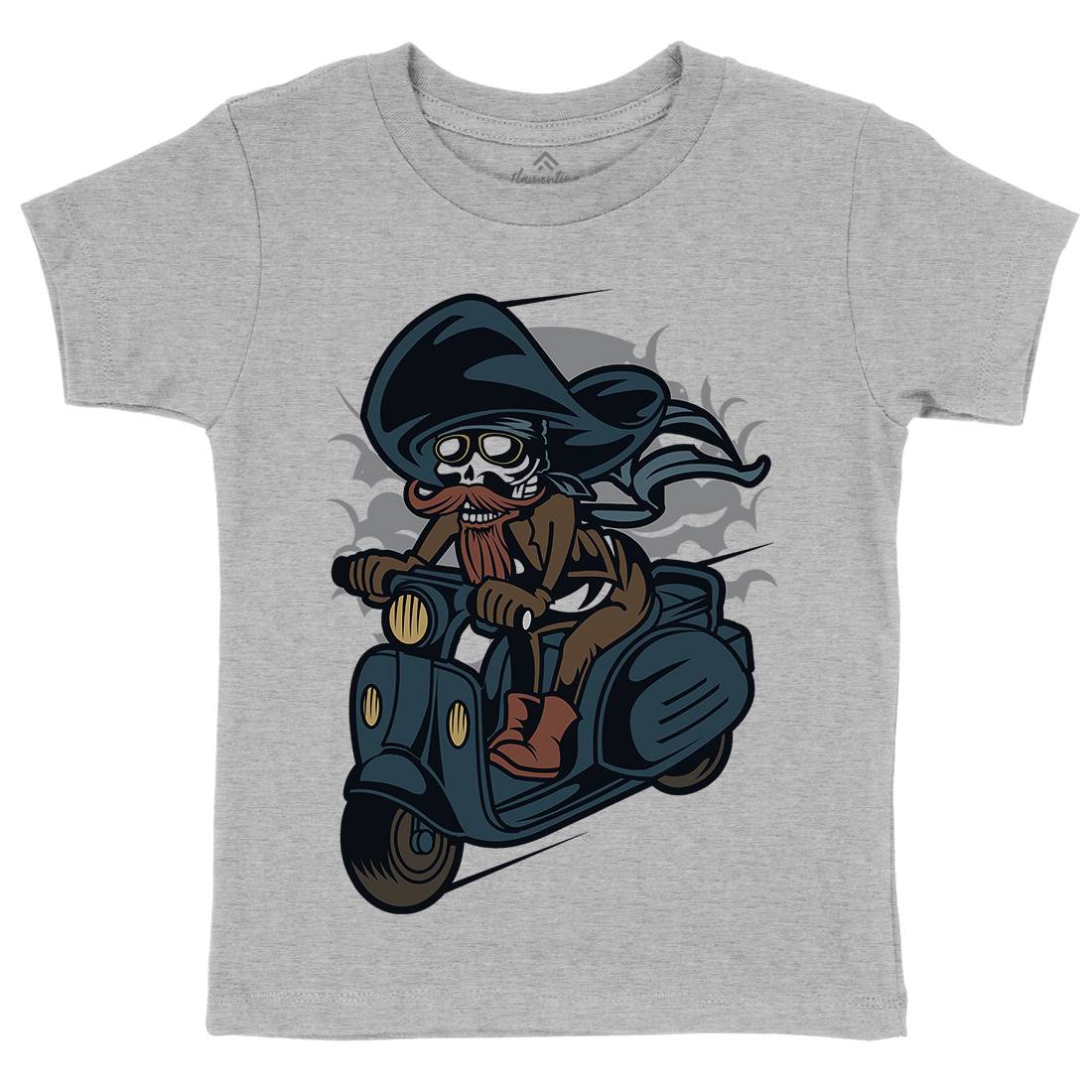 Pirate Scooter Kids Crew Neck T-Shirt Motorcycles C418