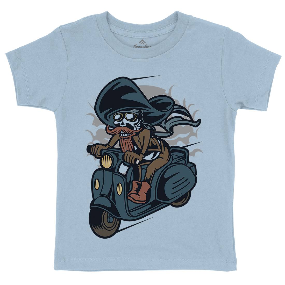 Pirate Scooter Kids Organic Crew Neck T-Shirt Motorcycles C418