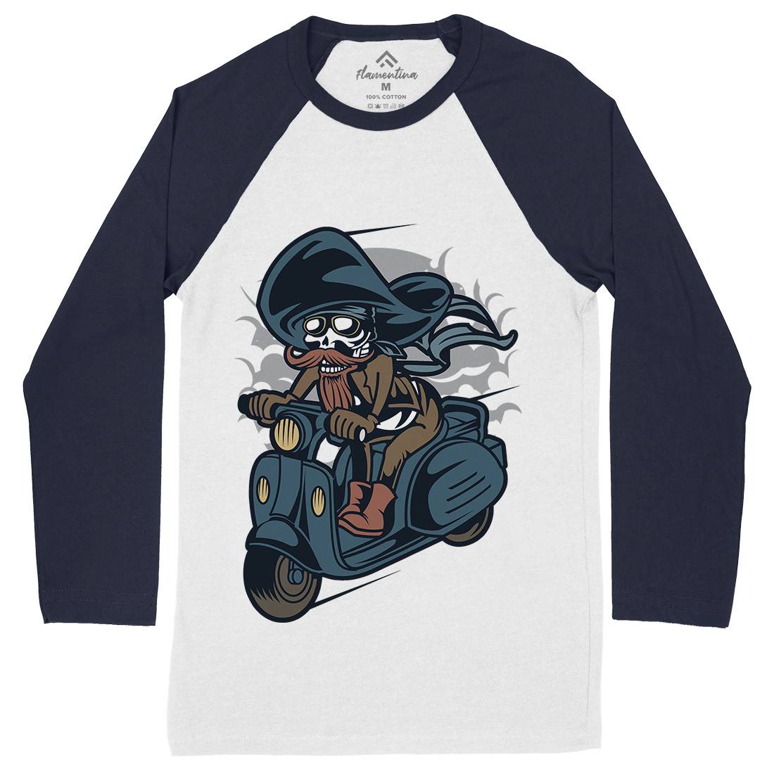 Pirate Scooter Mens Long Sleeve Baseball T-Shirt Motorcycles C418