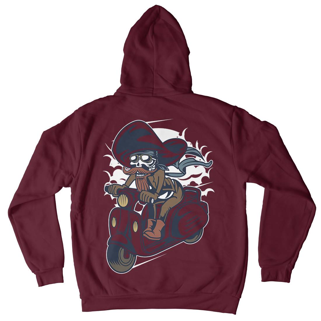 Pirate Scooter Mens Hoodie With Pocket Motorcycles C418