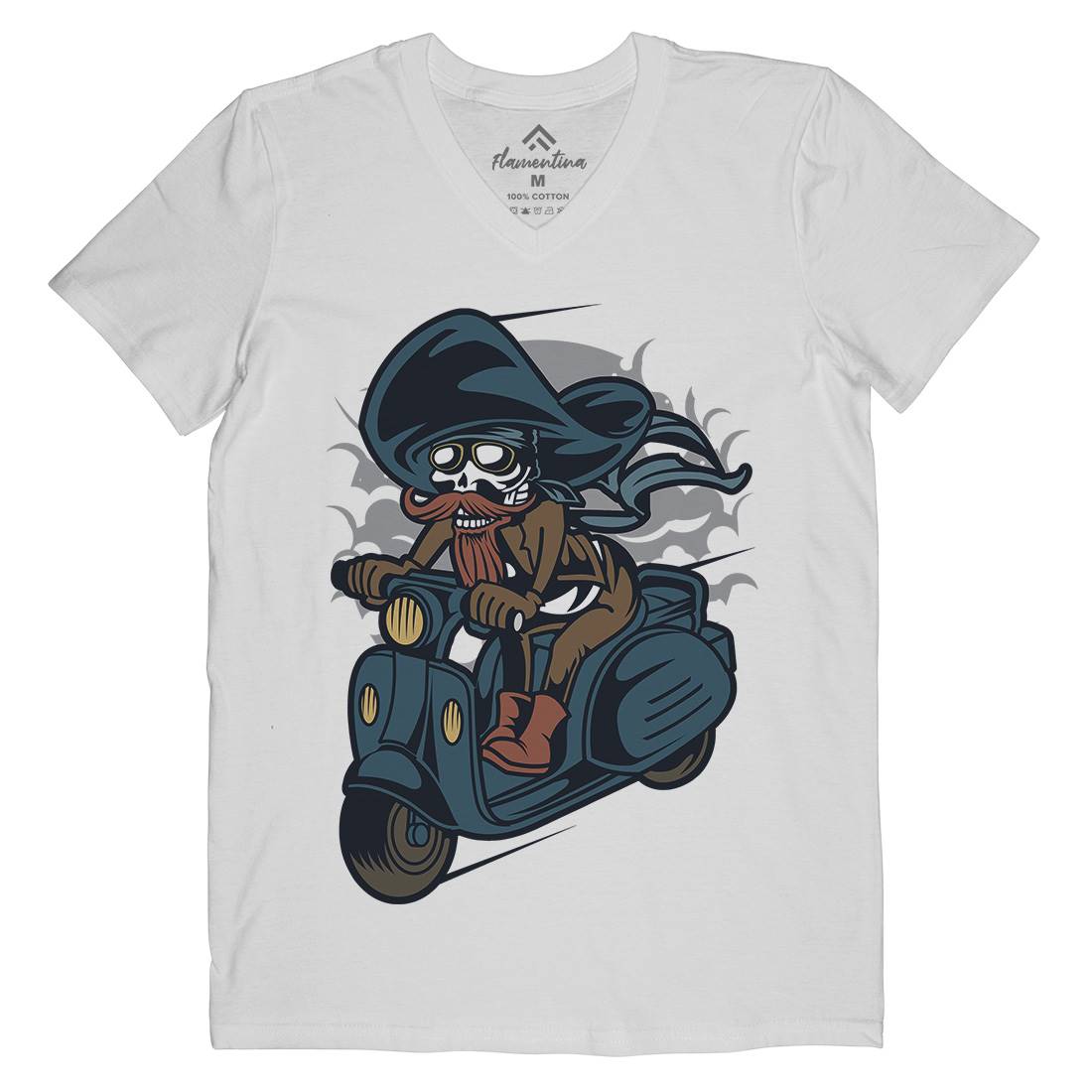 Pirate Scooter Mens V-Neck T-Shirt Motorcycles C418