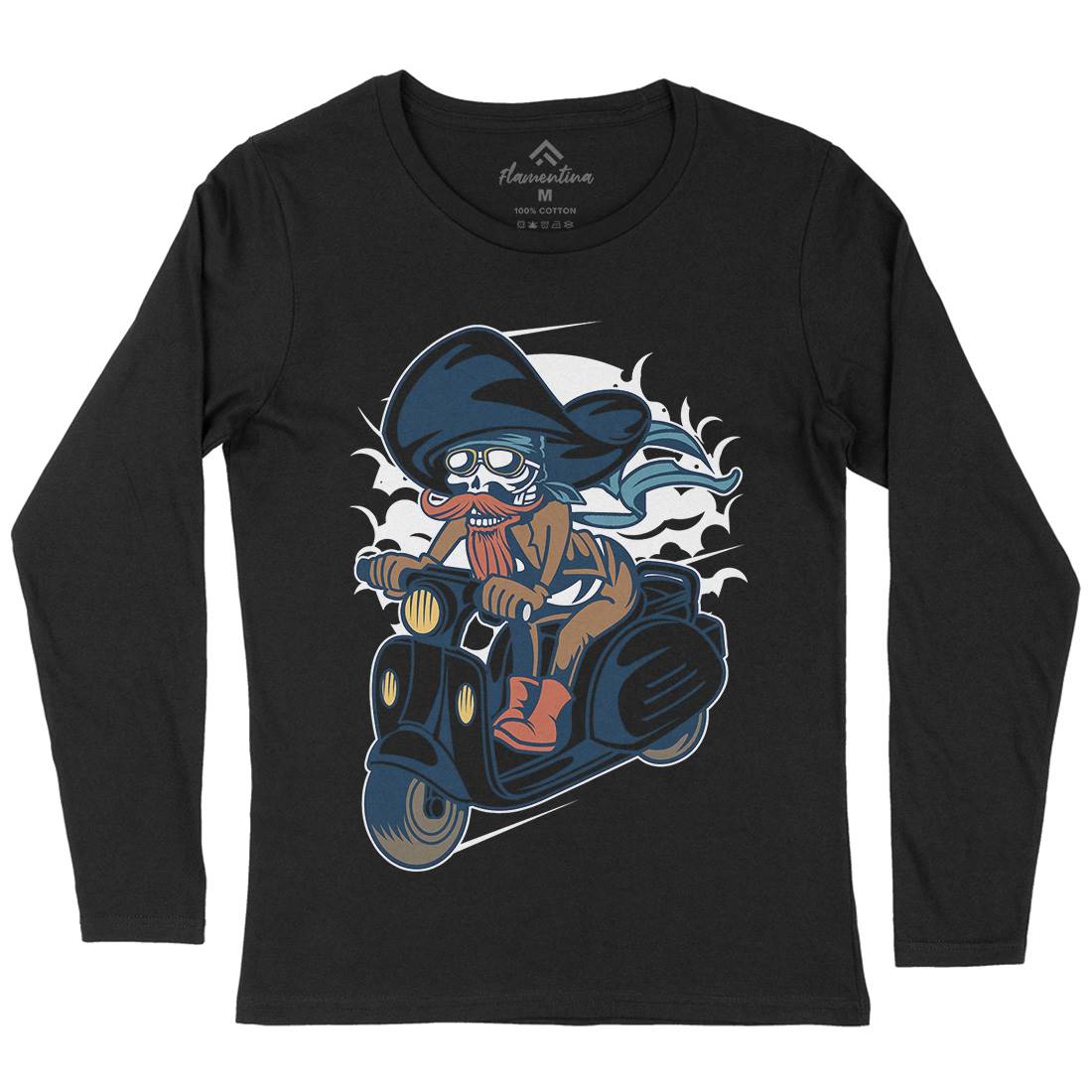 Pirate Scooter Womens Long Sleeve T-Shirt Motorcycles C418