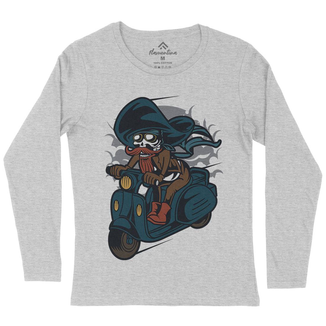 Pirate Scooter Womens Long Sleeve T-Shirt Motorcycles C418