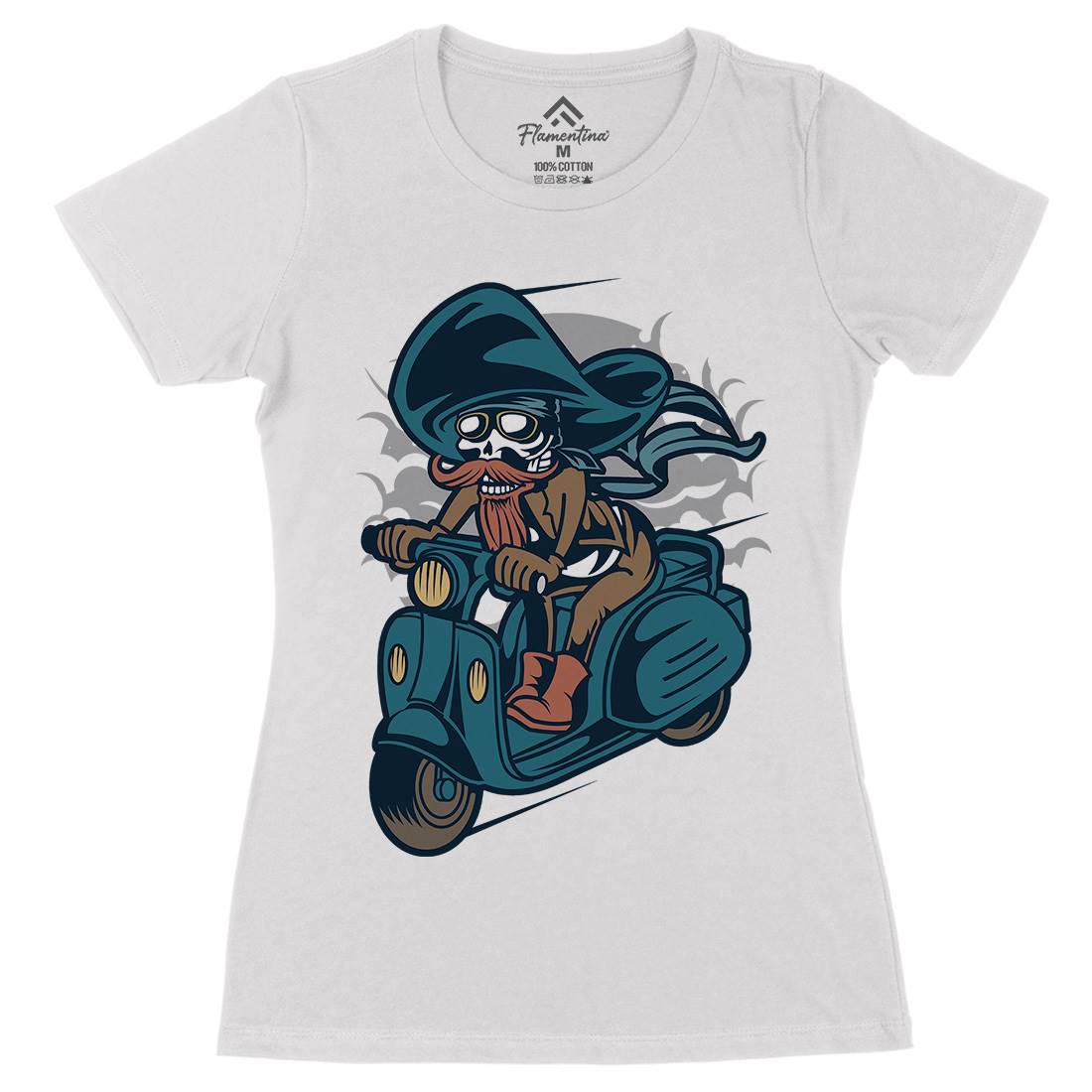 Pirate Scooter Womens Organic Crew Neck T-Shirt Motorcycles C418