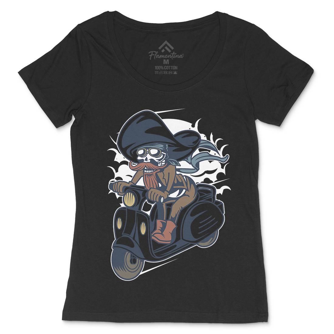 Pirate Scooter Womens Scoop Neck T-Shirt Motorcycles C418