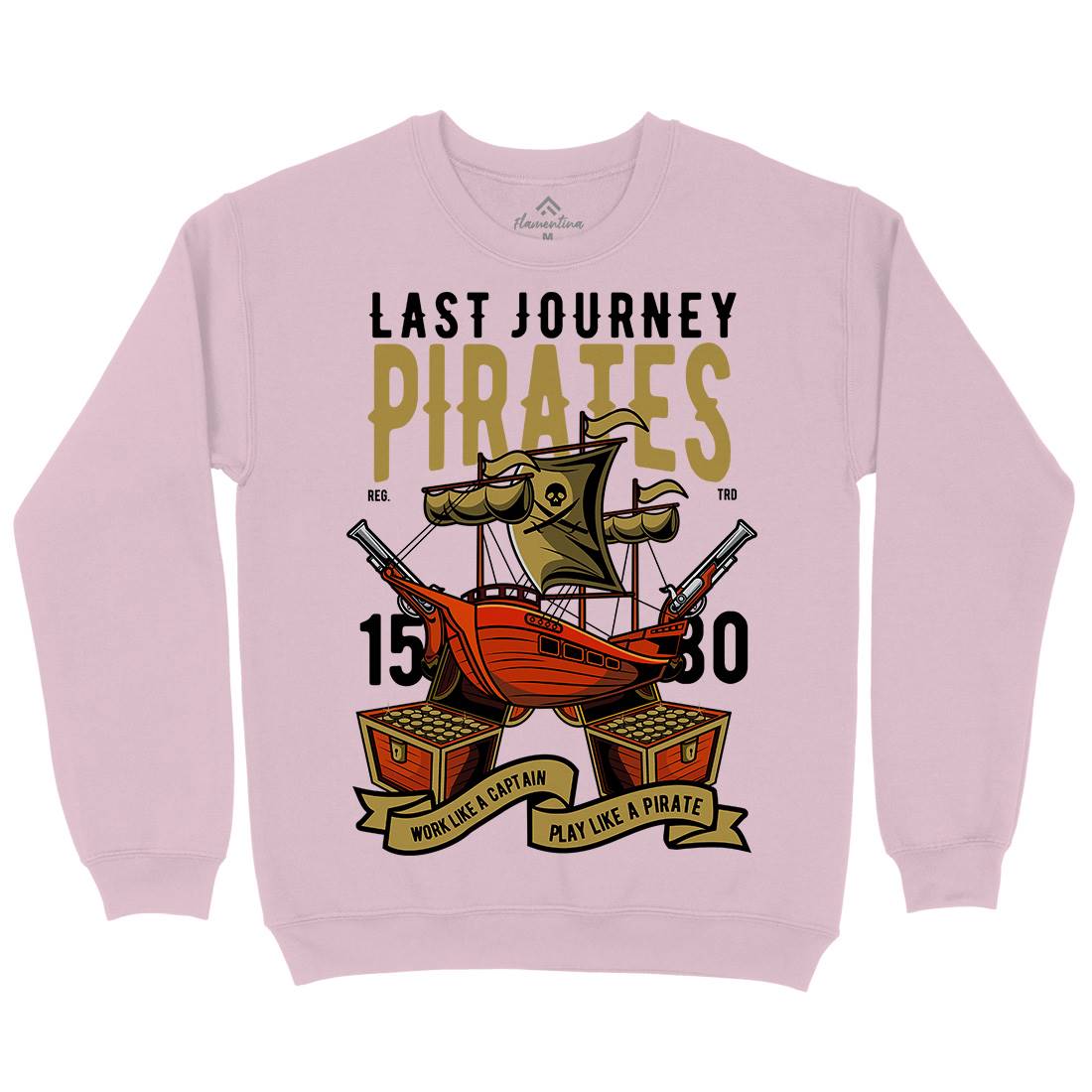 Pirate Ship Kids Crew Neck Sweatshirt Navy C419