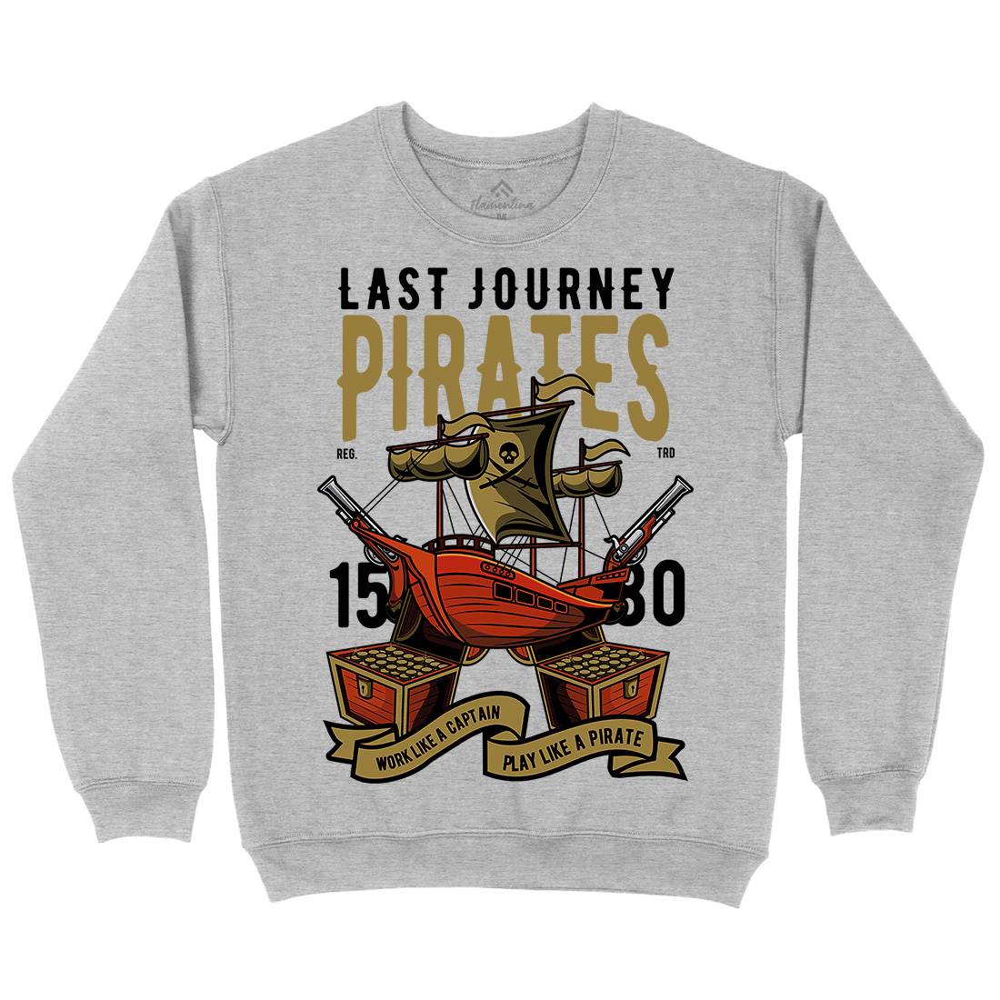 Pirate Ship Kids Crew Neck Sweatshirt Navy C419