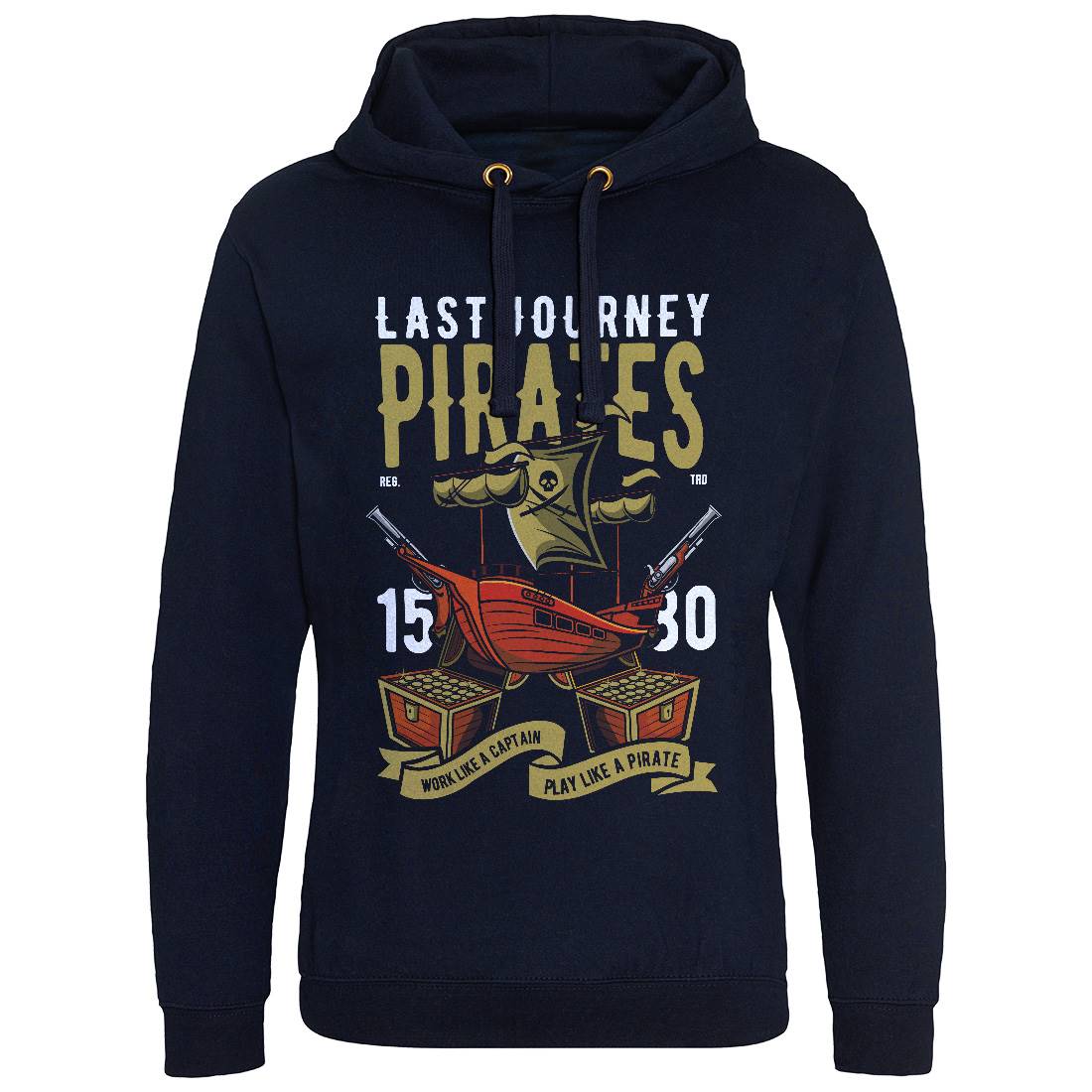 Pirate Ship Mens Hoodie Without Pocket Navy C419