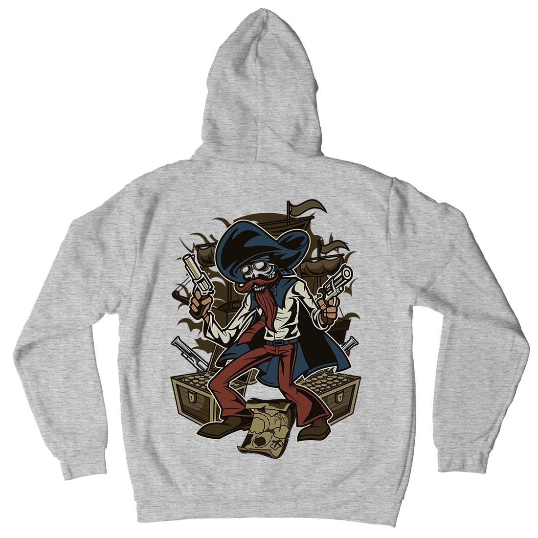 Pirate Treasure Mens Hoodie With Pocket Navy C420