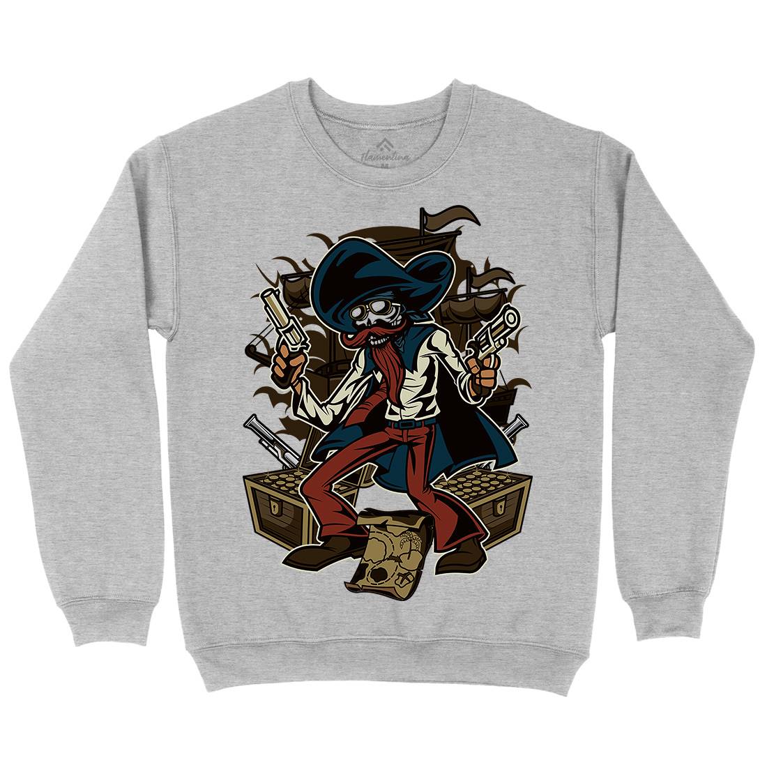 Pirate Treasure Kids Crew Neck Sweatshirt Navy C420