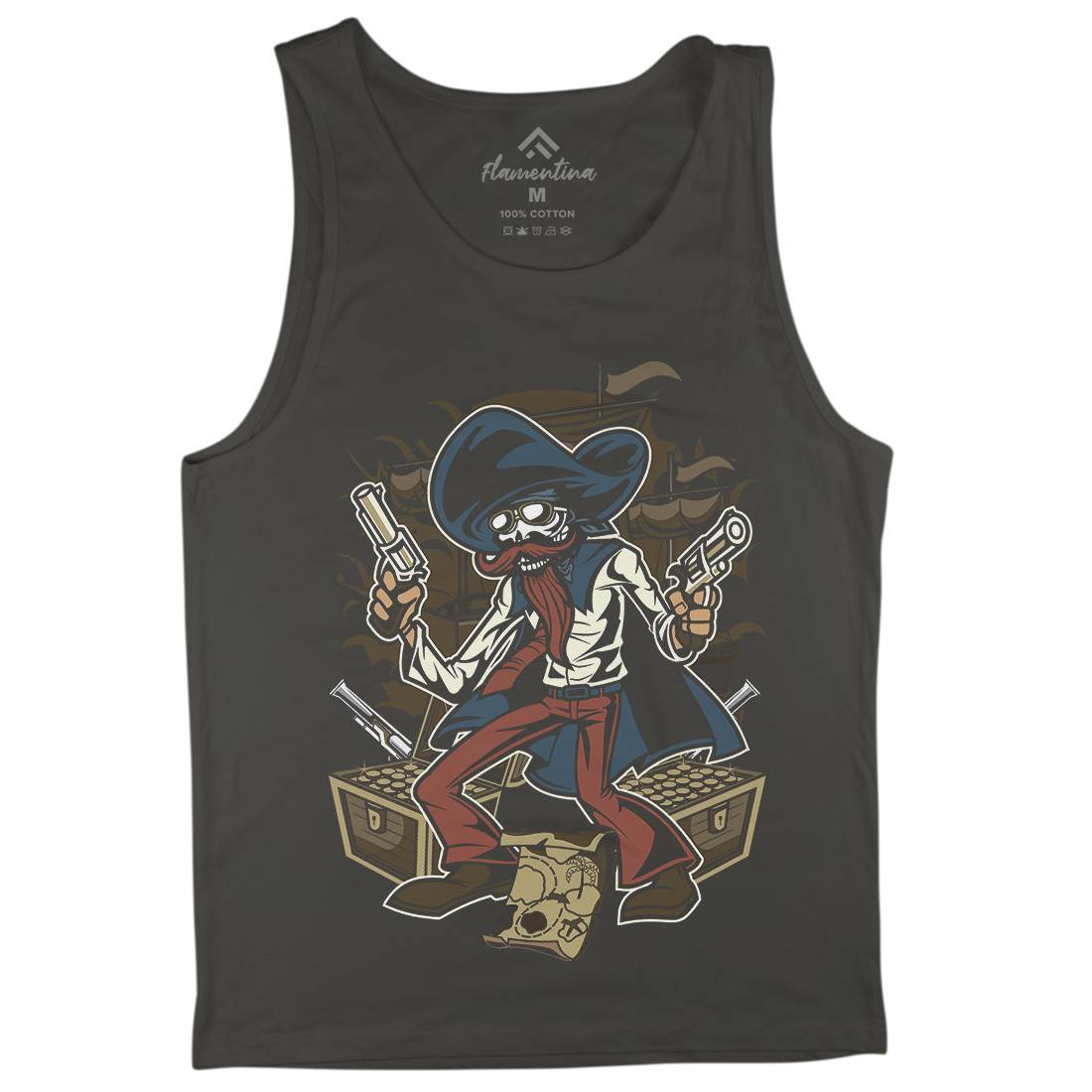 Pirate Treasure Mens Tank Top Vest Navy C420