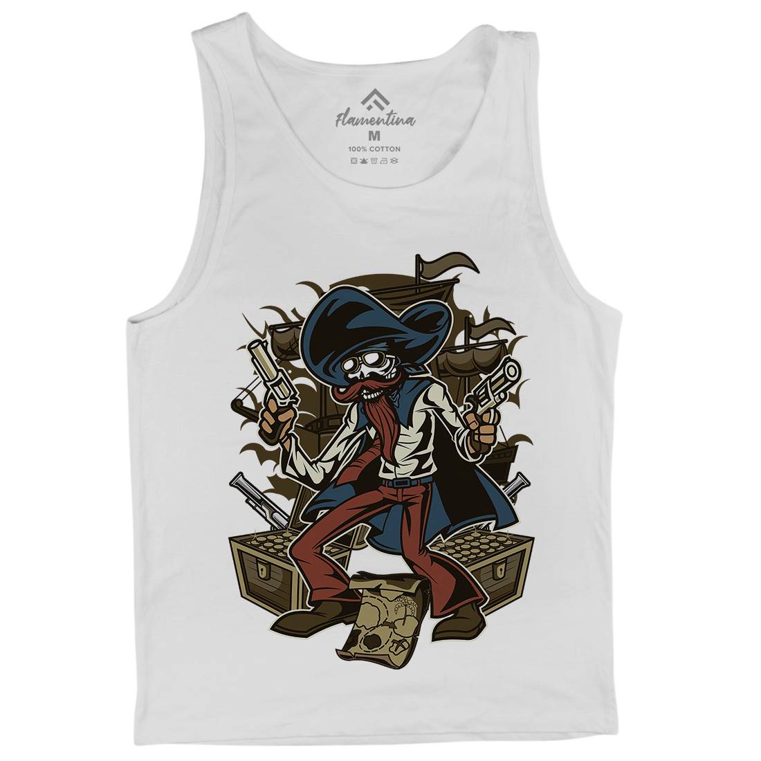 Pirate Treasure Mens Tank Top Vest Navy C420