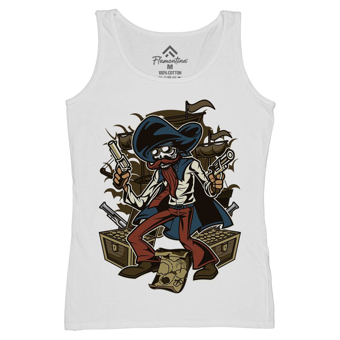 Pirate Treasure Womens Organic Tank Top Vest Navy C420