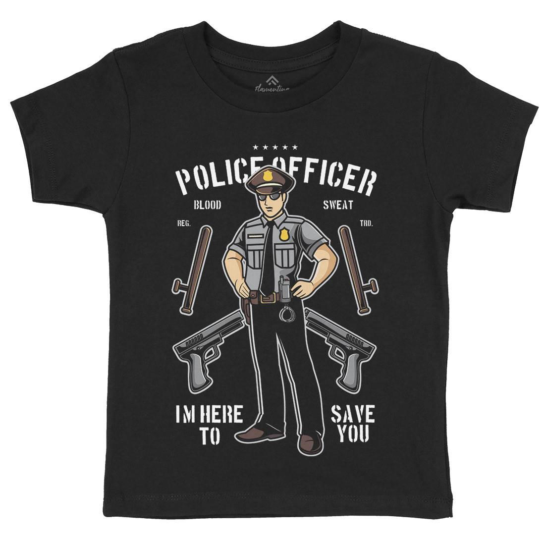 Police Officer Kids Crew Neck T-Shirt Work C422