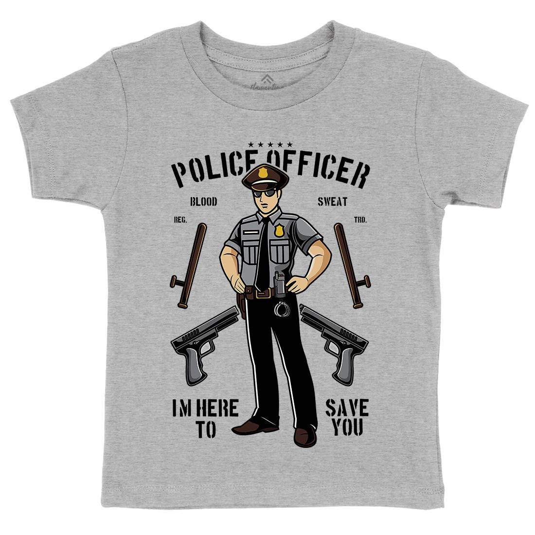 Police Officer Kids Organic Crew Neck T-Shirt Work C422