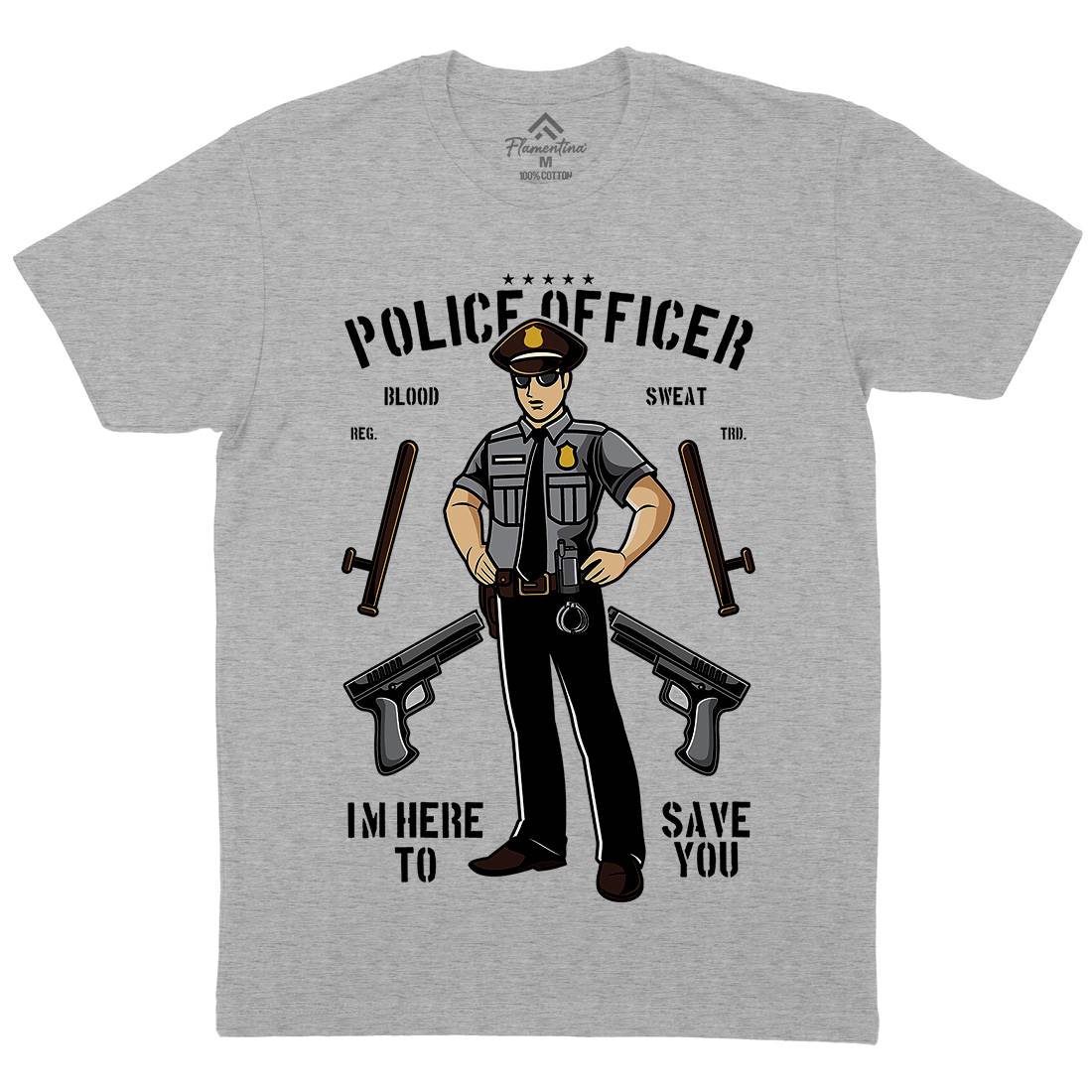 Police Officer Mens Crew Neck T-Shirt Work C422